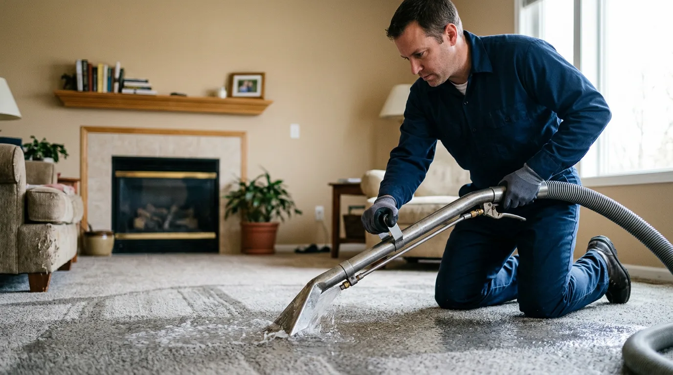 Water damage restoration technician working near Mayfield, KY